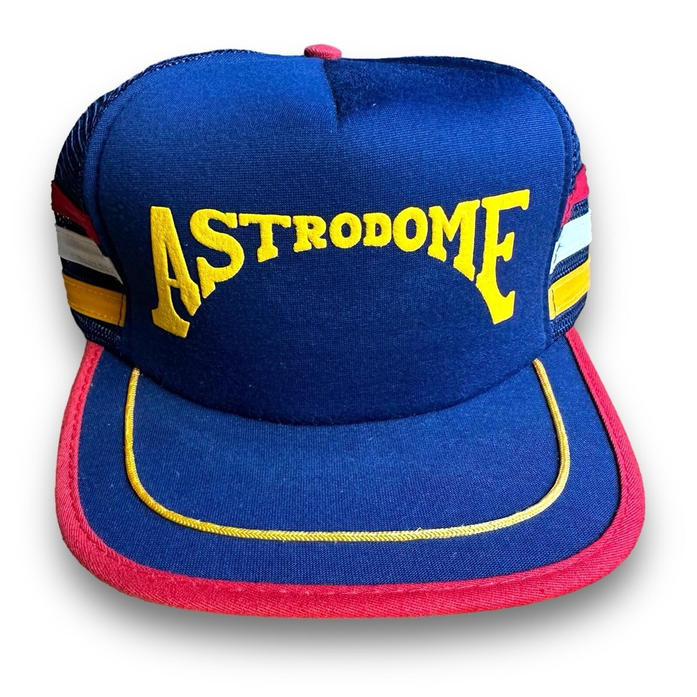Vintage Astrodome Trucker Hat Snapback Striped Mesh‎ Cap Foam